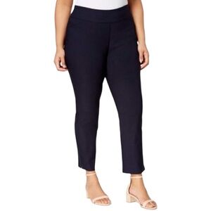 Charter Club Women's Dress Pants NavBlue Slim Leg Waist Smoothing Tummy Slimming